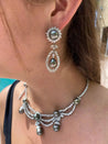 South Sea "Akoya" Gray Pearl, White Diamond Platinum Necklace Earrings Set-Jewelry Sets-ASSAY