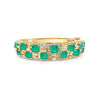 Square Cut Emerald and Baguette Diamond Bangle in 18k Yellow Gold-Bangles-ASSAY