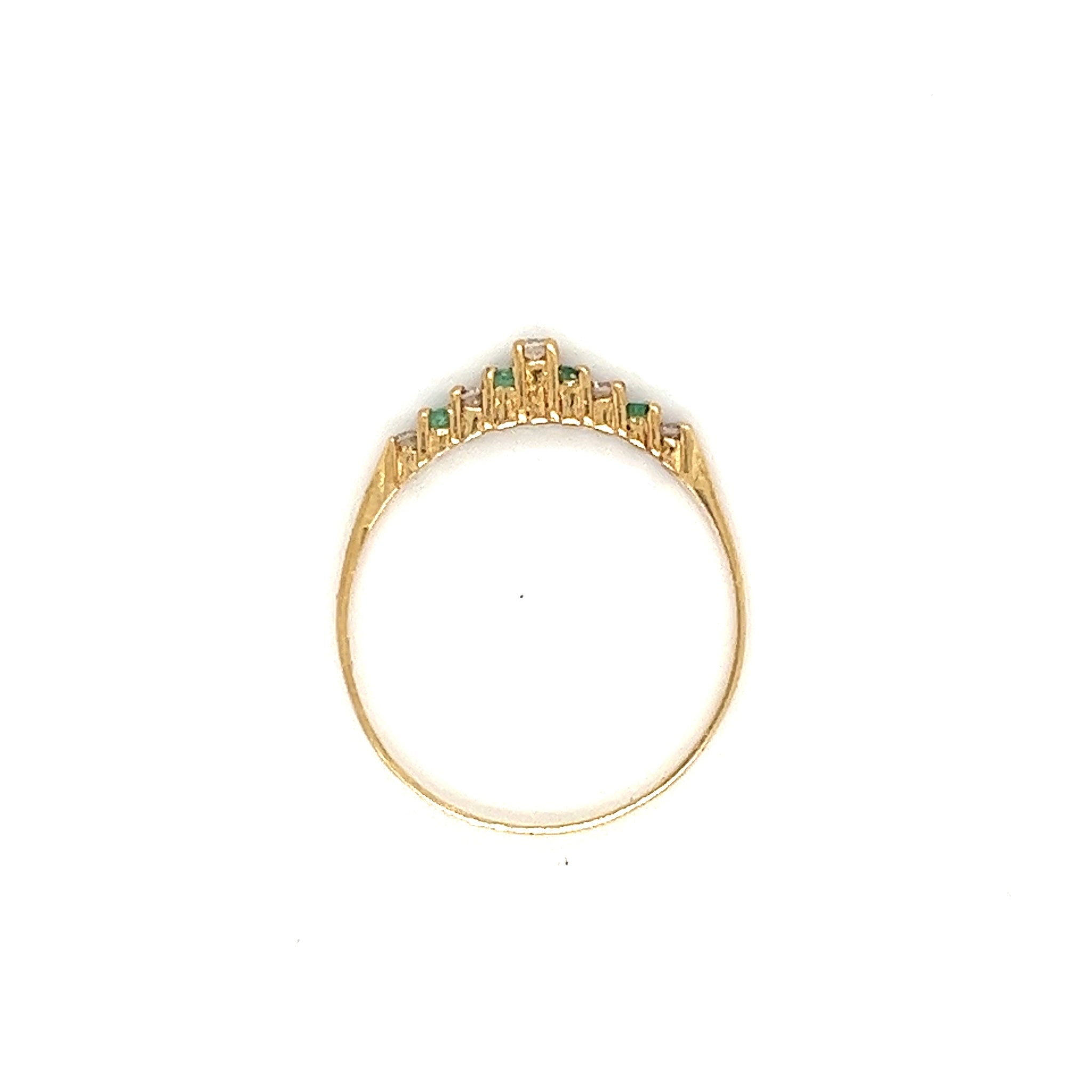 Thin Dainty Emerald and Diamond Band Ring in 14K Gold-Rings-ASSAY