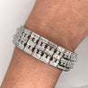 Unisex 18k Solid White Gold Baguette and Round Cut Natural Diamond 5-Row Multi Link Bracelet-Bracelets-ASSAY