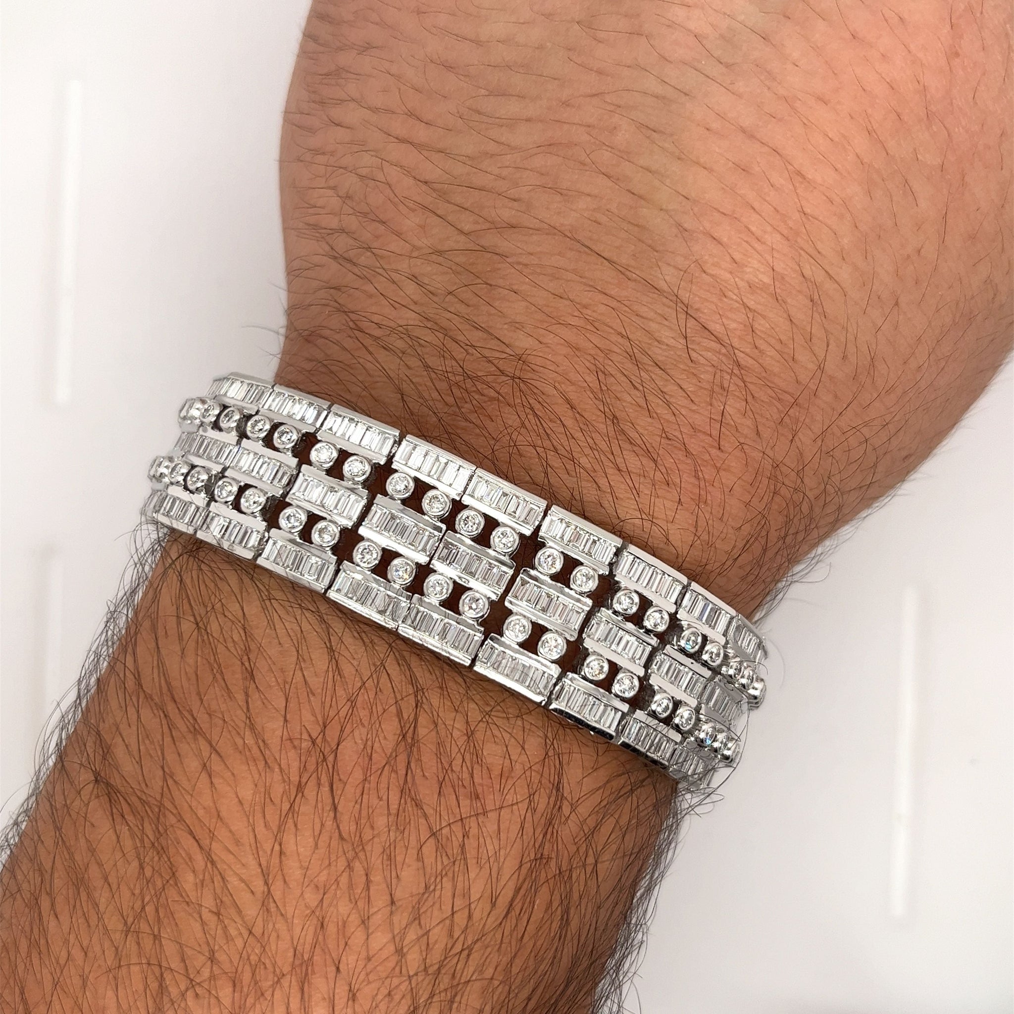 White Gold Chunky Cuban Diamond Link Bracelet – Meira T Boutique