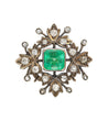 Victorian-Era Brooch With AGL Certified 3.12 Carat No Oil Colombian Emerald & Old Euro Cut Diamonds-Brooches & Lapel Pins-ASSAY