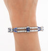 Vintage 12 Carat Blue Sapphire and Diamond Art Deco Open Bracelet in Platinum-Bracelet-ASSAY