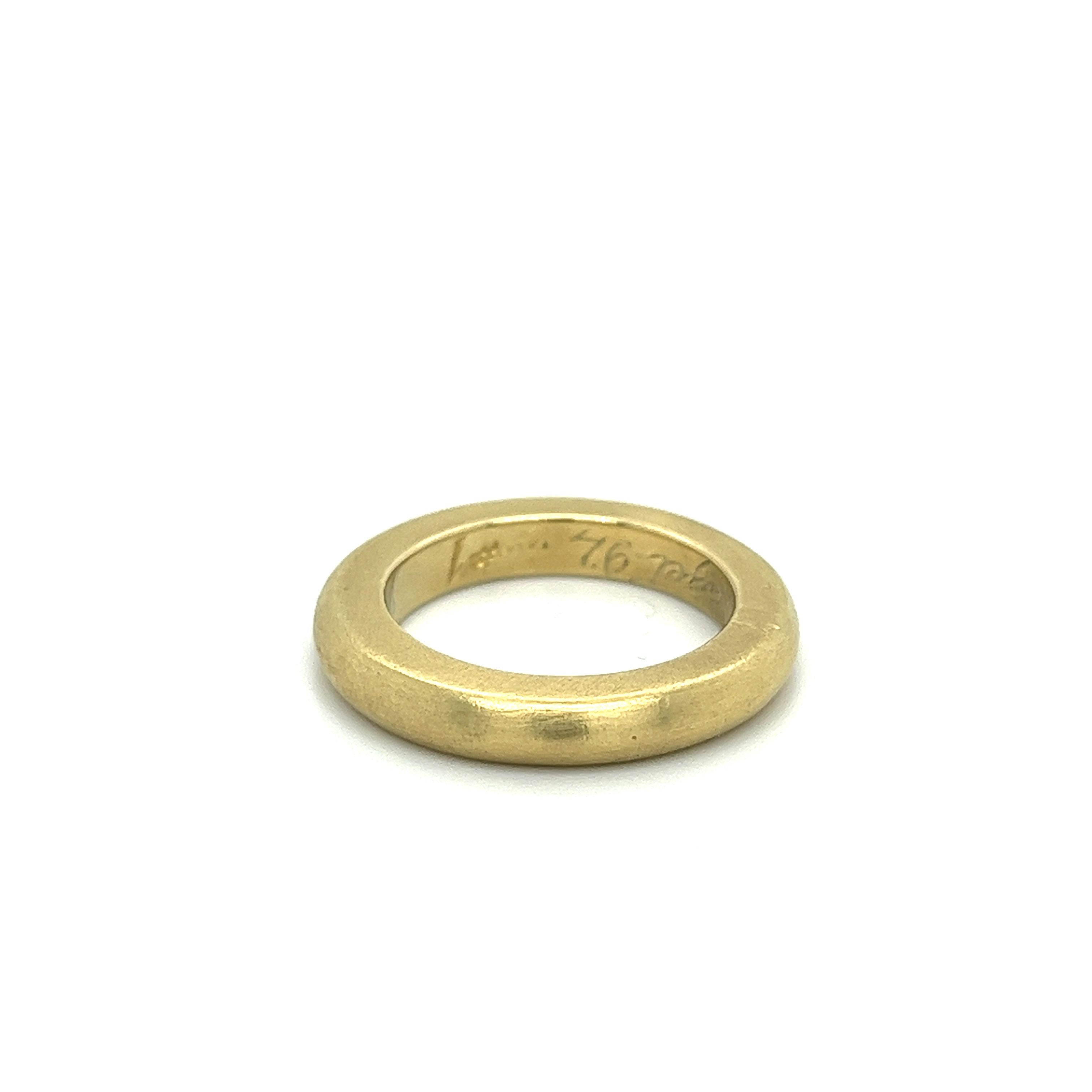 Vintage 14K Yellow Gold Thick Brushed Finish Rounded Gold Band Ring-Gold Ring-ASSAY
