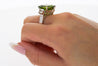Vintage 14.11 Carat Peridot and Baguette Cut Diamond in 18K White Gold Ring-Rings-ASSAY