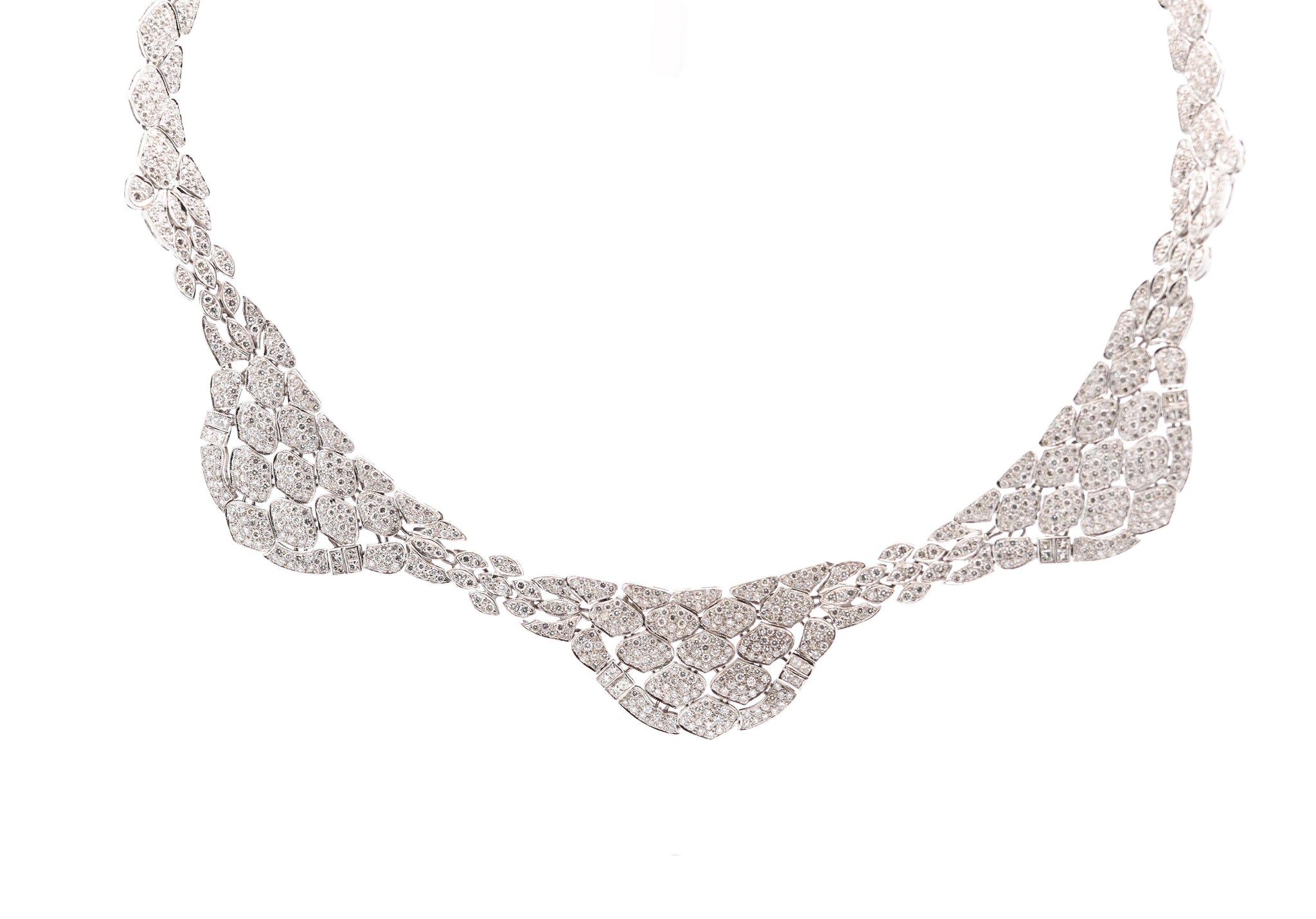 Vintage 17.6 Carat Round Diamond Pave Choker Necklace