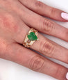 Vintage 18K Rose Gold Jadeite Jade Carved Frog Open Shank Ring with Diamond Side Stones-Jade-ASSAY