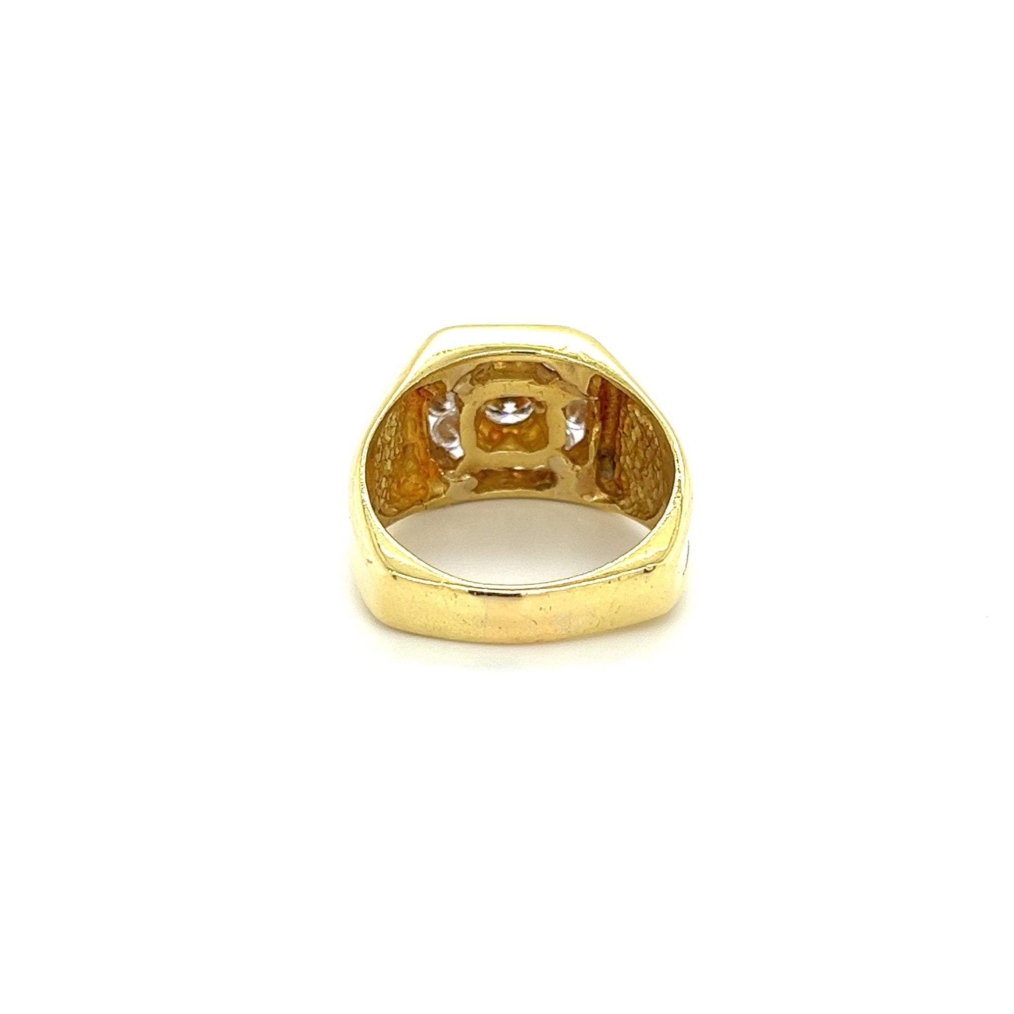 Vintage 1.5 Carat TW Bezel and Channel Set Natural Diamond Mens Ring in 18K Gold