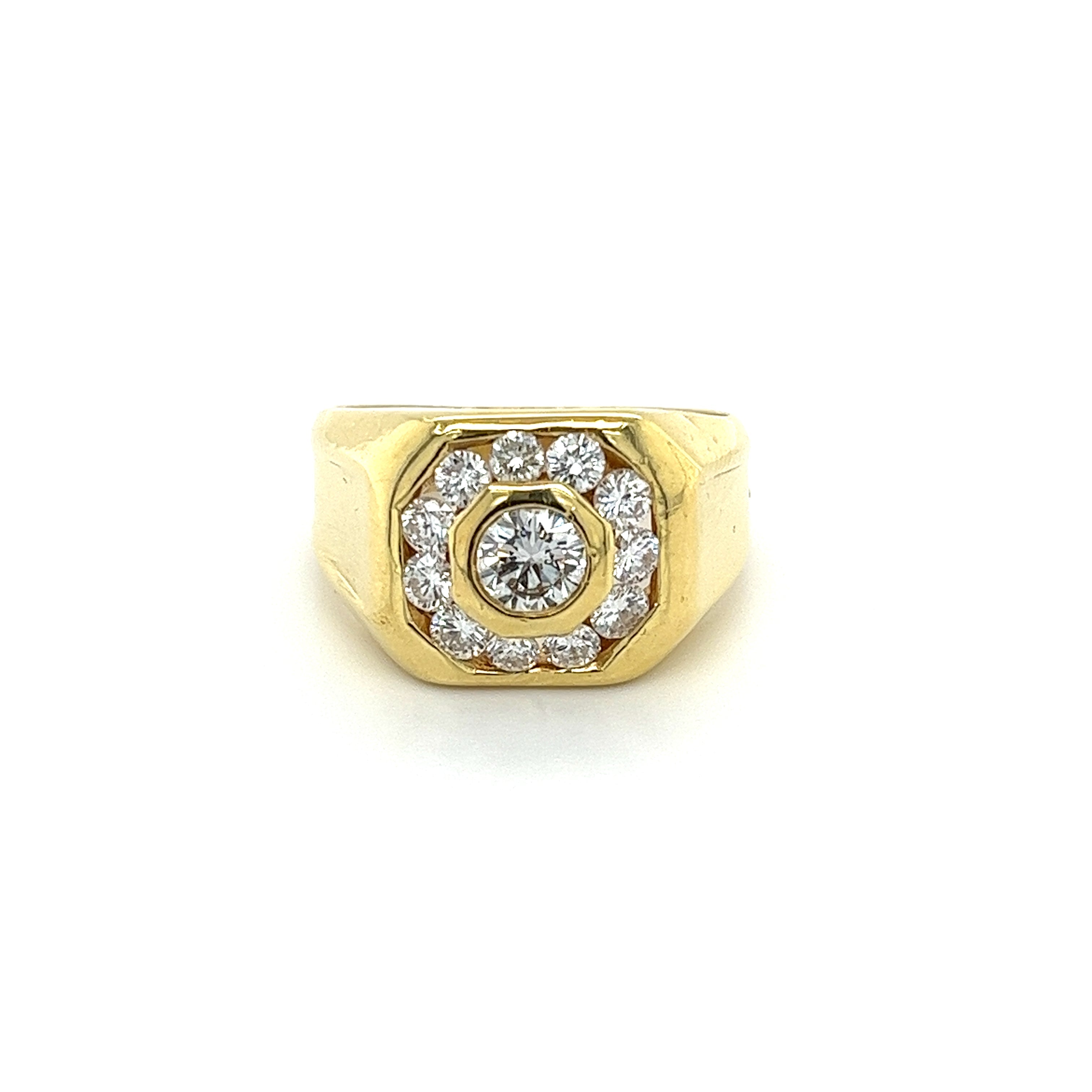 Classic Unisex Chanel Set Diamonds in A Vintage 14K Gold Ring 