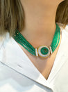 Vintage 300 Carat Natural Emerald Bead 18K Necklace 22 Inch