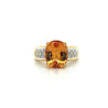 Vintage 6 Carat Oval Cut Orange Topaz and Round Cut Diamond Ring in 18K Solid Gold-Semi Precious Jewelry-ASSAY