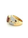 Vintage 6 Carat Pinkish Red Oval Cut Tourmaline Bezel Set Unisex Ring in 18K Yellow Gold-Semi Precious Jewelry-ASSAY