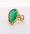 Vintage 9 Carat Pear Cut Zambian Emerald & Diamond Halo Ring Jacket in 18K Gold
