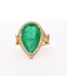 Vintage 9 Carat Pear Cut Zambian Emerald & Diamond Halo Ring Jacket in 18K Gold