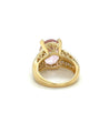Vintage 9.50 Carat Oval Cut Pink Kunzite with Diamond Side Stone Cocktail Ring in 18K Yellow Gold-Semi Precious Jewelry-ASSAY