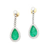 Vintage AGL Certified 10 Carat Colombian Emerald Pear Cut Drop Earrings In Platinum-Earrings-ASSAY