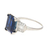 Vintage AGL Certified 6.80 Carat No Heat Blue Sapphire and Diamond Platinum Ring-Rings-ASSAY