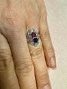 Vintage Art Deco Platinum 1.21 Carat Pink Ruby and Blue Sapphire Ring-Rings-ASSAY