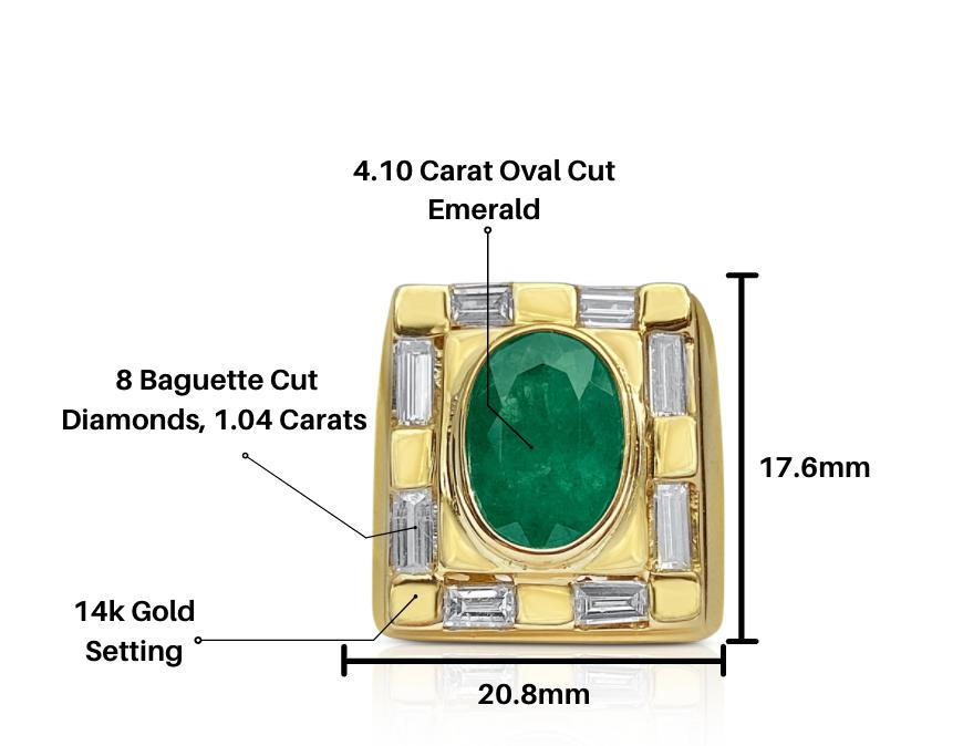 4 Carat Oval Cut Natural Emerald Mens Ring - ASSAY