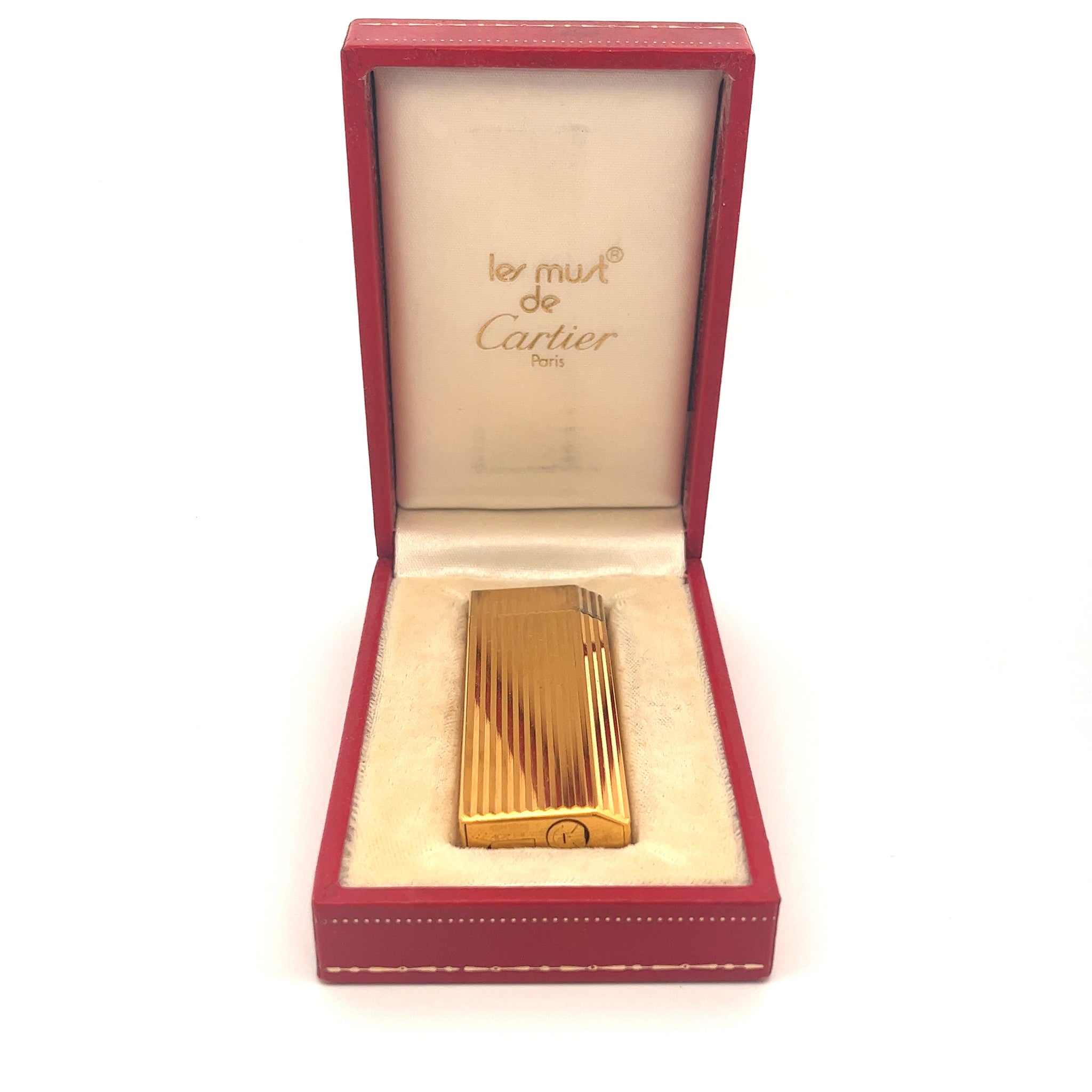 Vintage Cartier Paris Gold Vermeil Lighter with Original Cartier Fitted Box