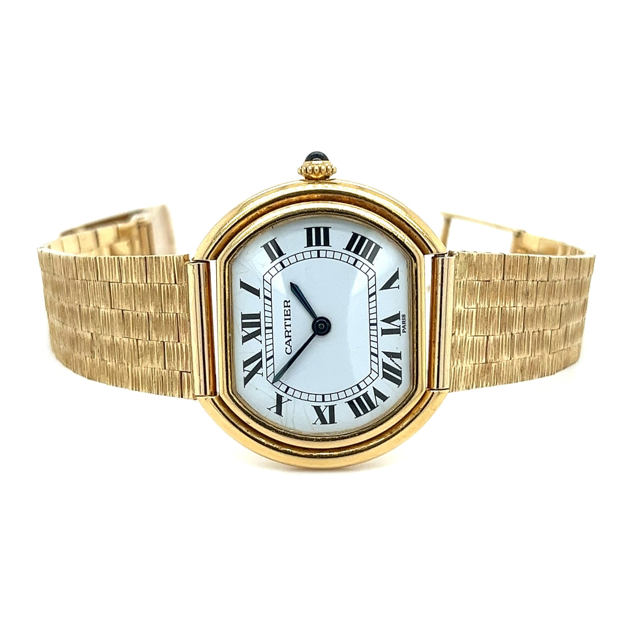 Vintage Cartier Paris Manual Wind 32MM Dial In 18K Gold Ladies Watch