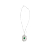 Vintage Carved Platinum 3.16 Carat Vivid Green Minor Oil Emerald Pendant with 4 CTTW in Diamonds-Necklace-ASSAY