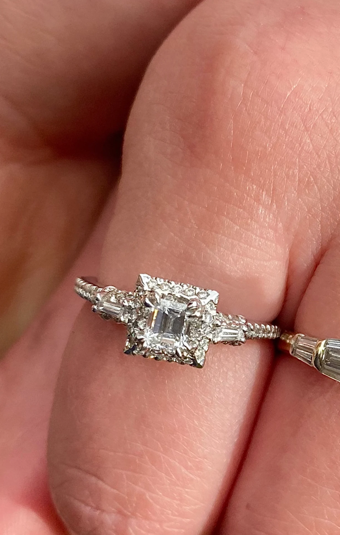 3.0 CT Emerald Cut Lab Grown Diamond Engagement Ring - IGI Certified
