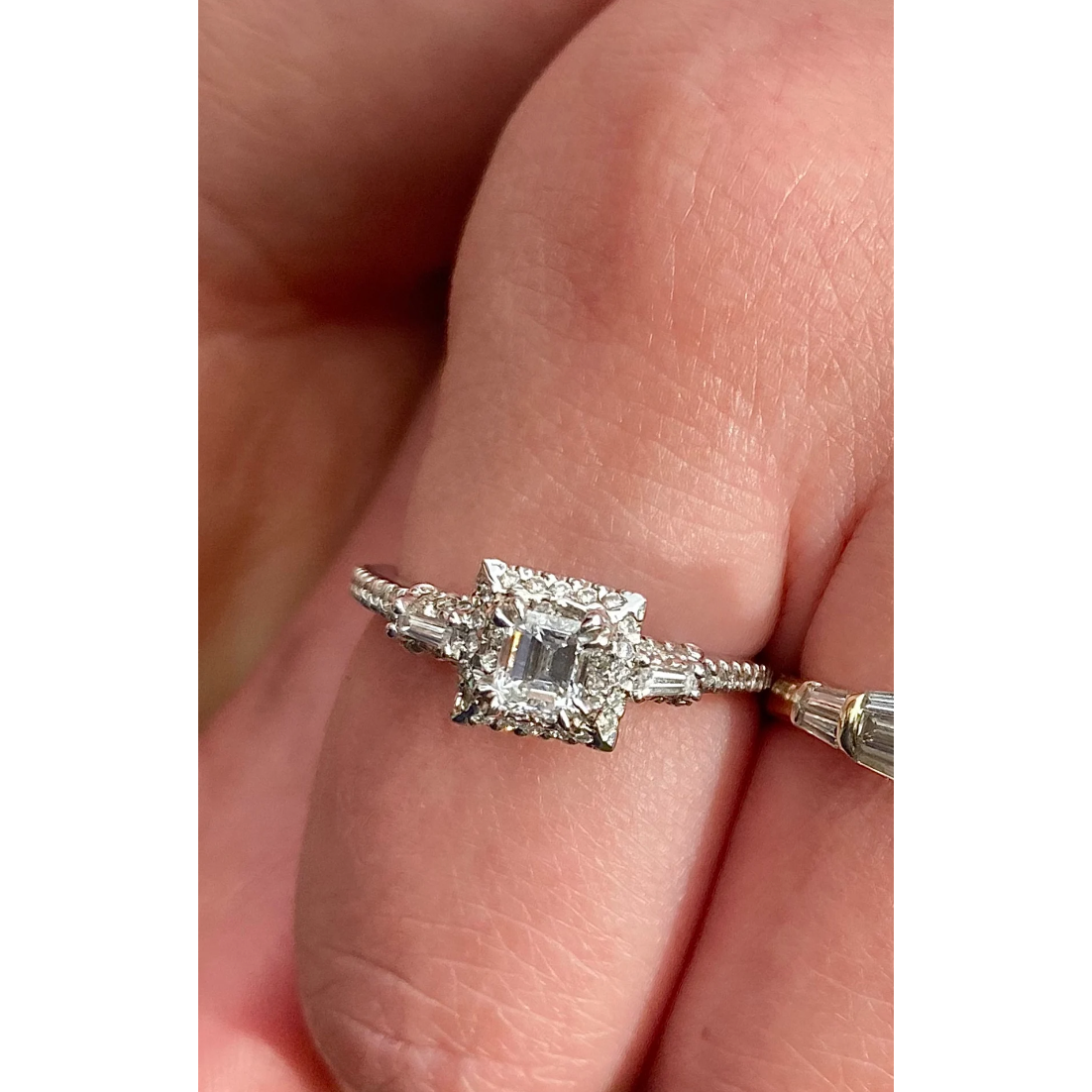 Vintage emerald cut best sale diamond
