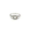Vintage Dainty Emerald Cut Natural Diamond Ring in 18K White Gold-Rings-ASSAY