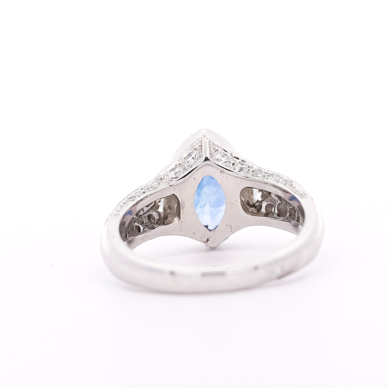 Vintage GIA Certified 4 Carat Marquise-Cut Ceylon Sapphire & Diamond Platinum Ring