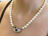 Vintage GIA Certified 5 Carat Heart Blue Sapphire, Diamond & Pearl Necklace