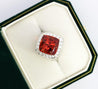 Vintage GIA Certified Orange Spessartine Garnet & Diamond 18K White Gold Ring