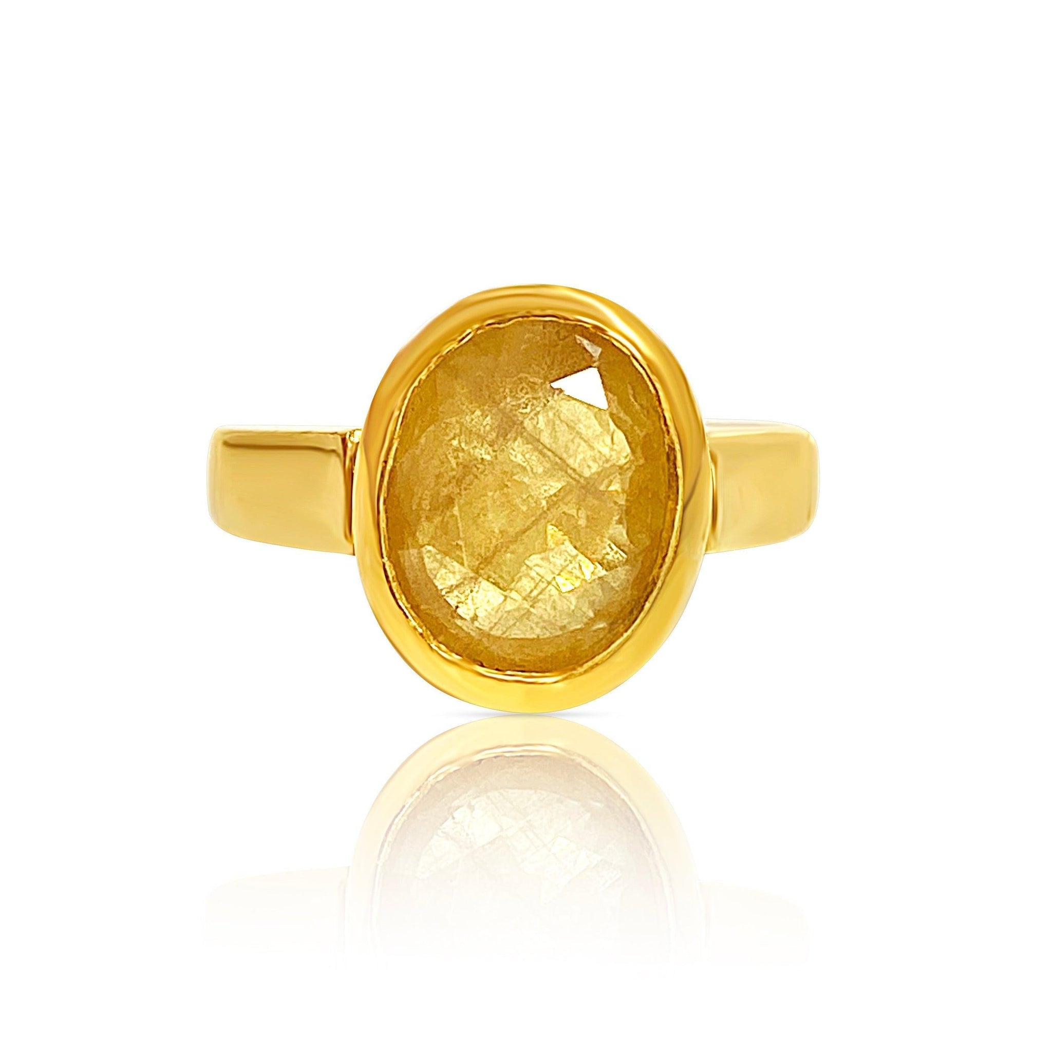 Vintage Natural Yellow Sapphire Engagement Ring in 22k Solid Gold - ASSAY