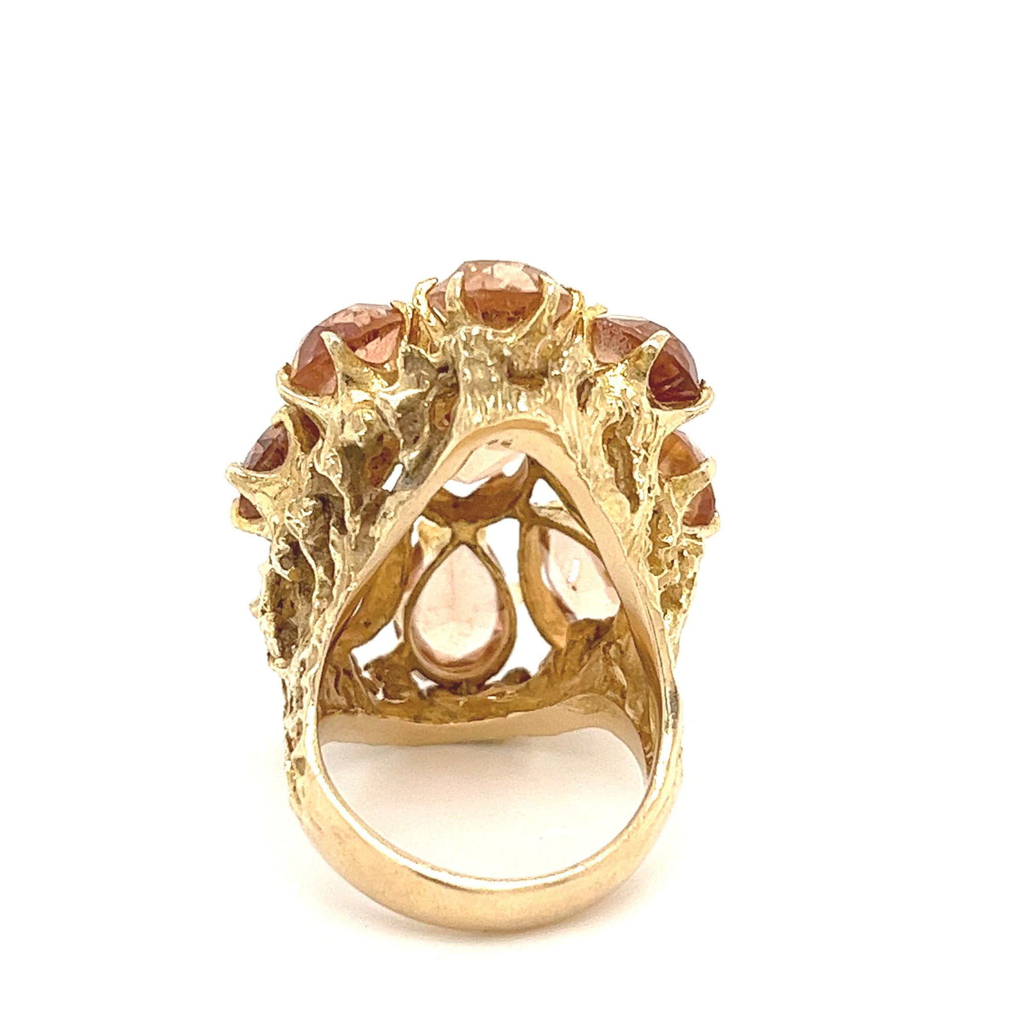 Vintage Pear Shape Tourmaline Cluster Ring in 14k Gold-Rings-ASSAY