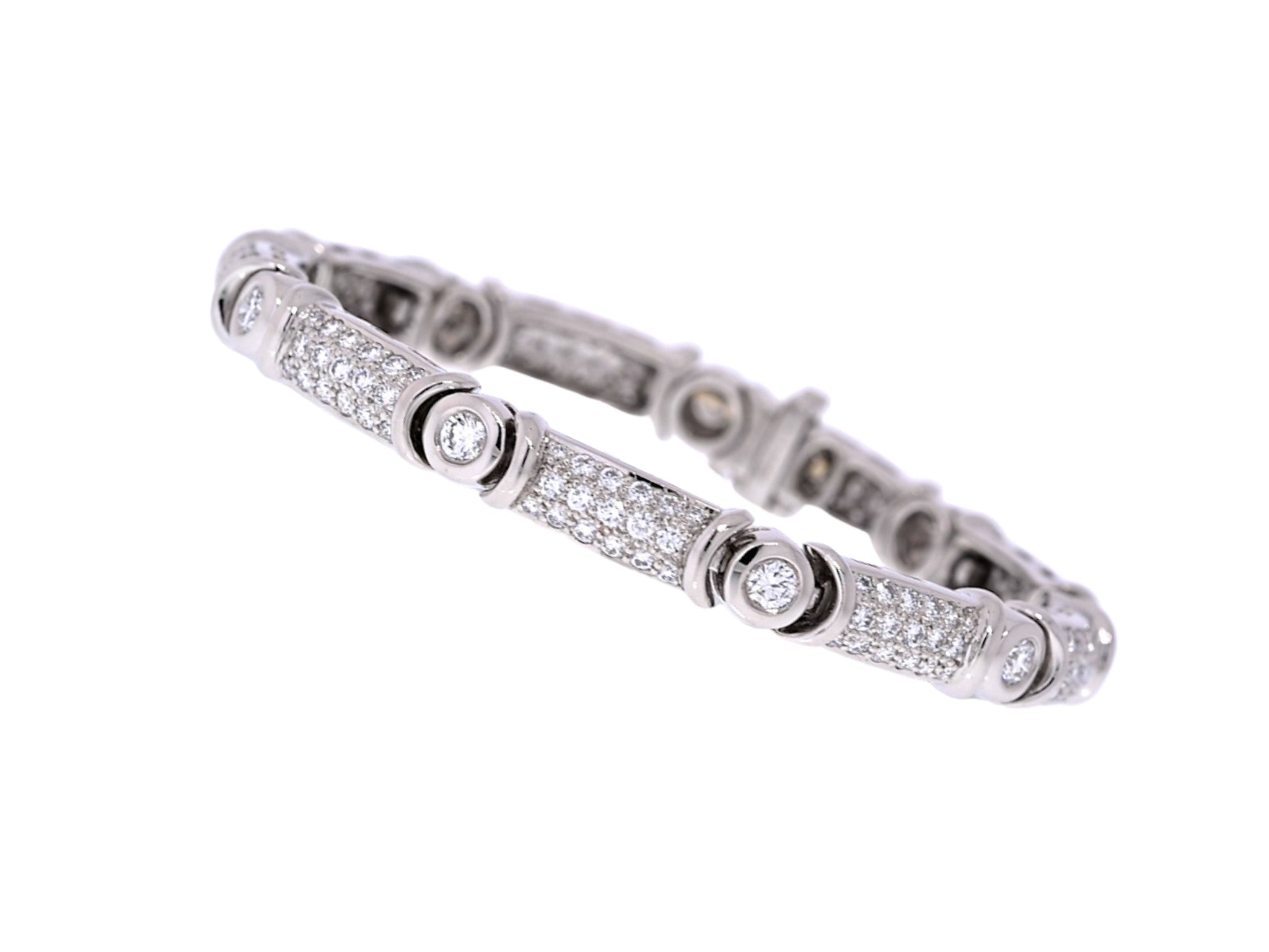 Vintage Suna Signed 7 carat Natural Diamond and Platinum Bracelet, 7 inches, 6mm - ASSAY