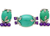 Vintage Turquoise, Amethyst and Diamond Ring, Earring, and Necklace Jewelry Set-Jewelery Sets-ASSAY
