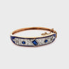 Vintage Art Deco Estate Blue Sapphire, Diamond & Enamel Bangle Bracelet