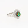 0.48 Carat Cushion Cut Emerald with Black and White Diamonds 14k White Gold Ring - ASSAY