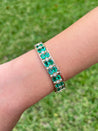 10 carat Emerald and Diamond 2-Row Bangle Bracelet in 14k Gold-Bangle-ASSAY
