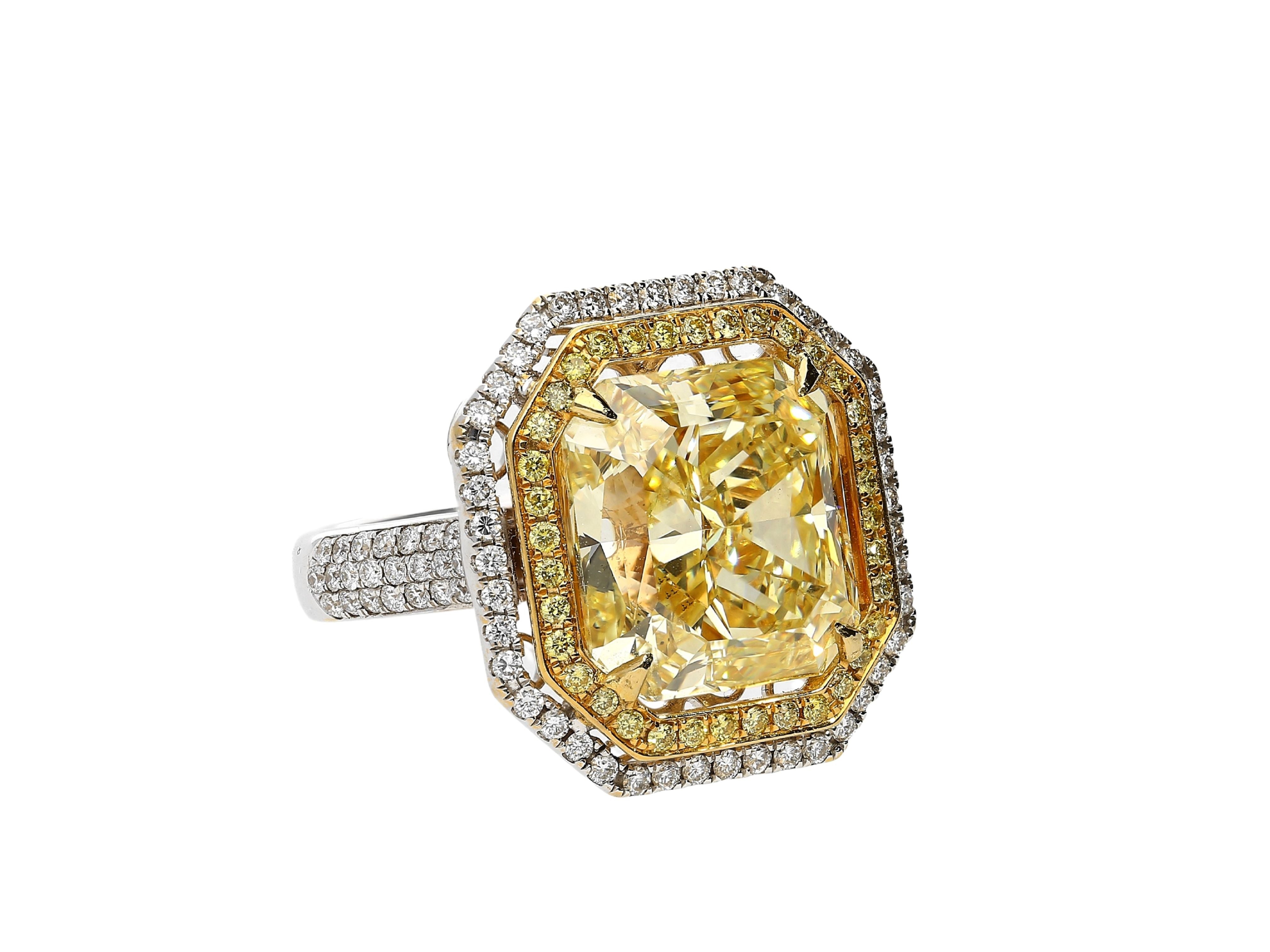 10.88 Carat Radiant Cut Fancy Yellow Diamond | GIA Certified-Rings-ASSAY