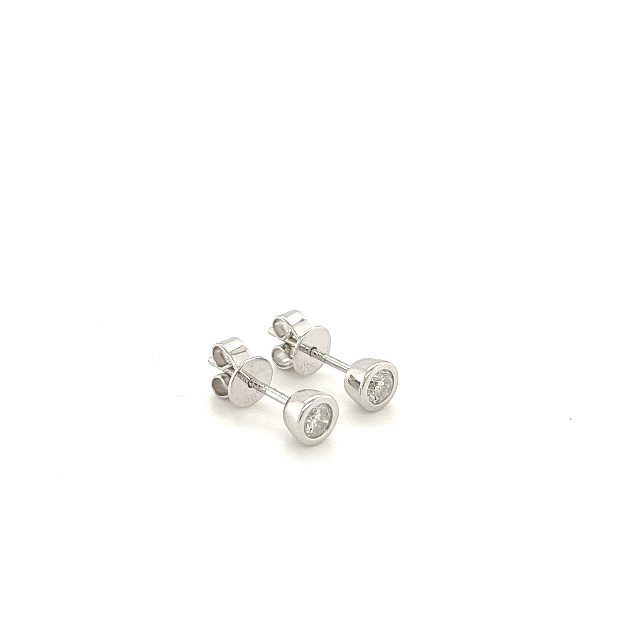 14K Bezel Set Round Cut 0.30 Carat Natural Diamond Stud Earrings-Earrings-ASSAY