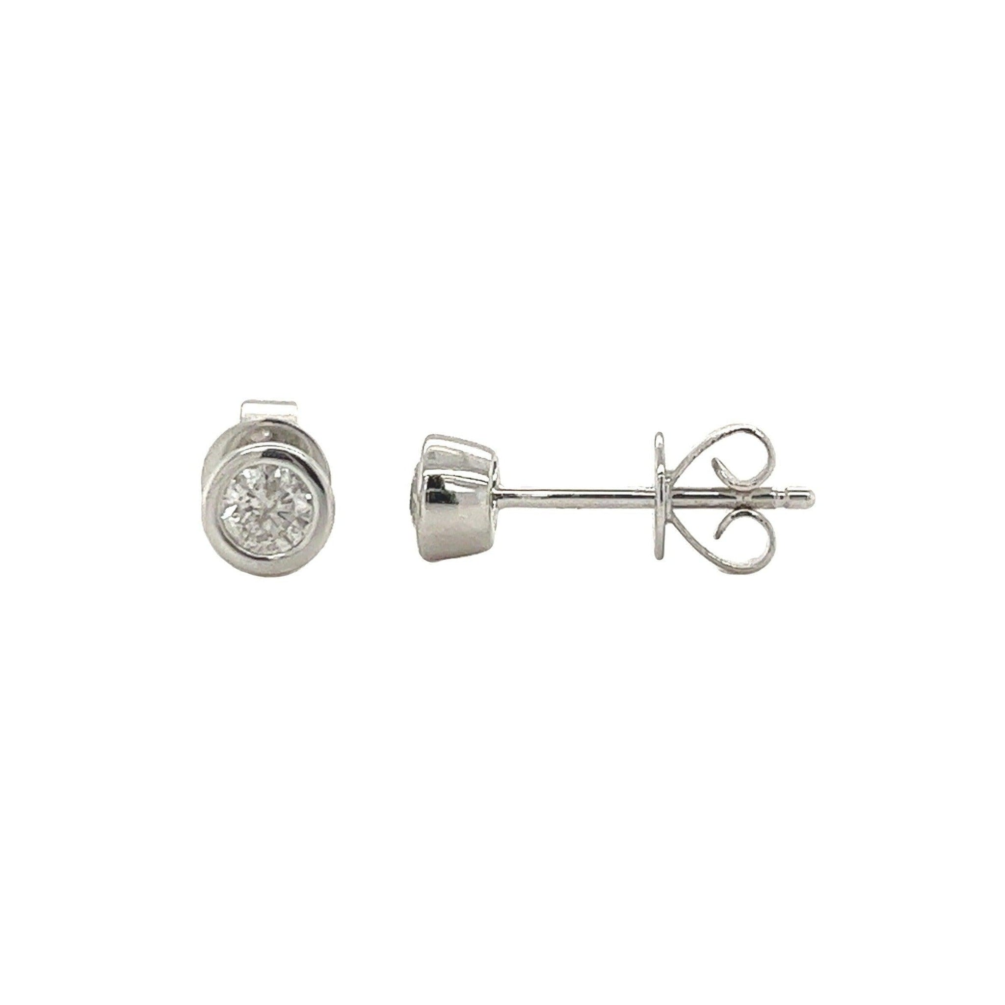14K Bezel Set Round Cut 0.30 Carat Natural Diamond Stud Earrings-Earrings-ASSAY