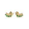 14K Gold Ear Climber Earrings With Emeralds-emerald earrings-ASSAY