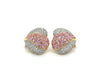 14K Gold Pink Sapphire and Diamond Heart Shaped Cluster Clip On Earrings-Earrings-ASSAY
