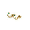 14K Gold Round Emerald Swirl Stud Earrings-emerald earrings-ASSAY