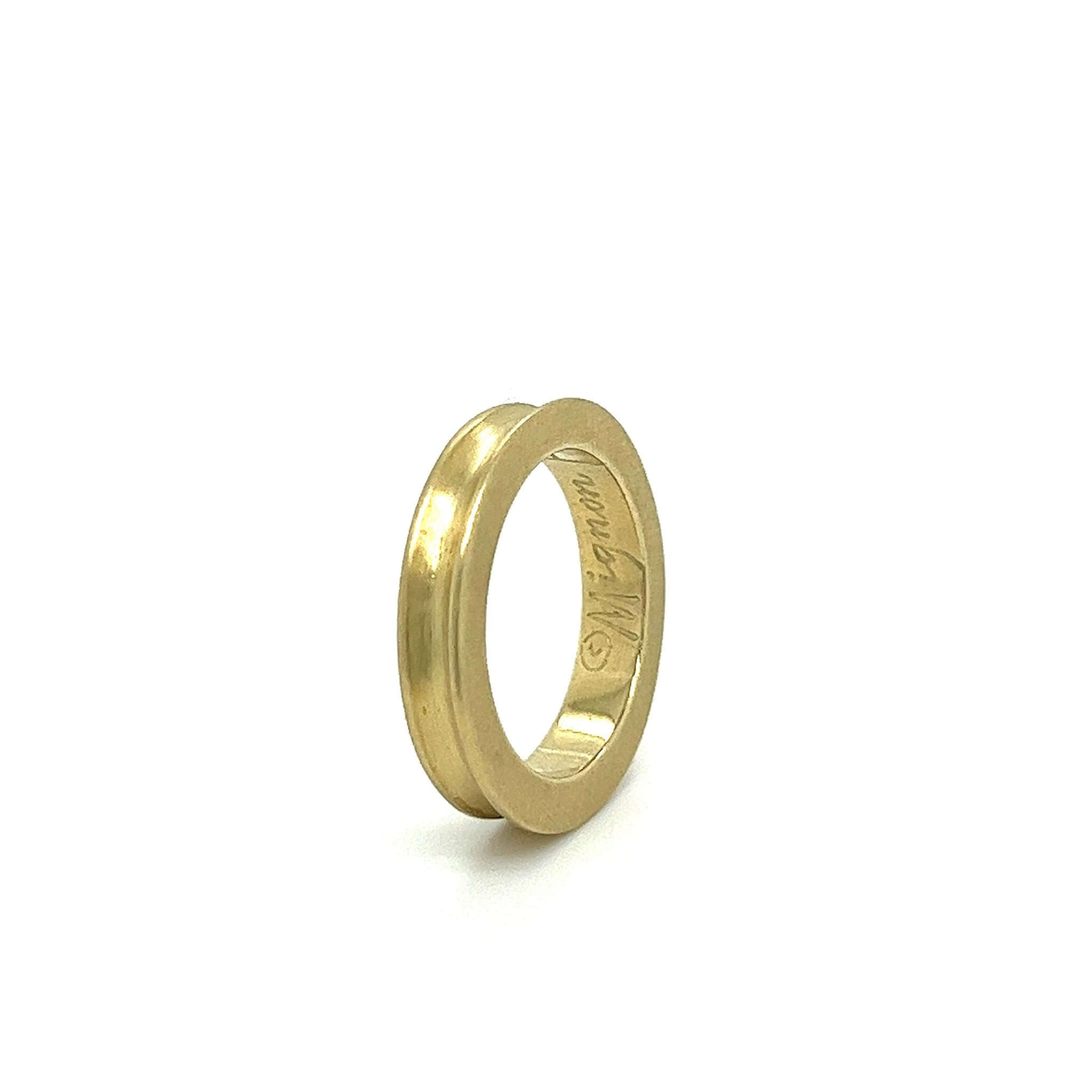 14K Gold Uneven Curved Ring in Brushed Gold-Gold Ring-ASSAY