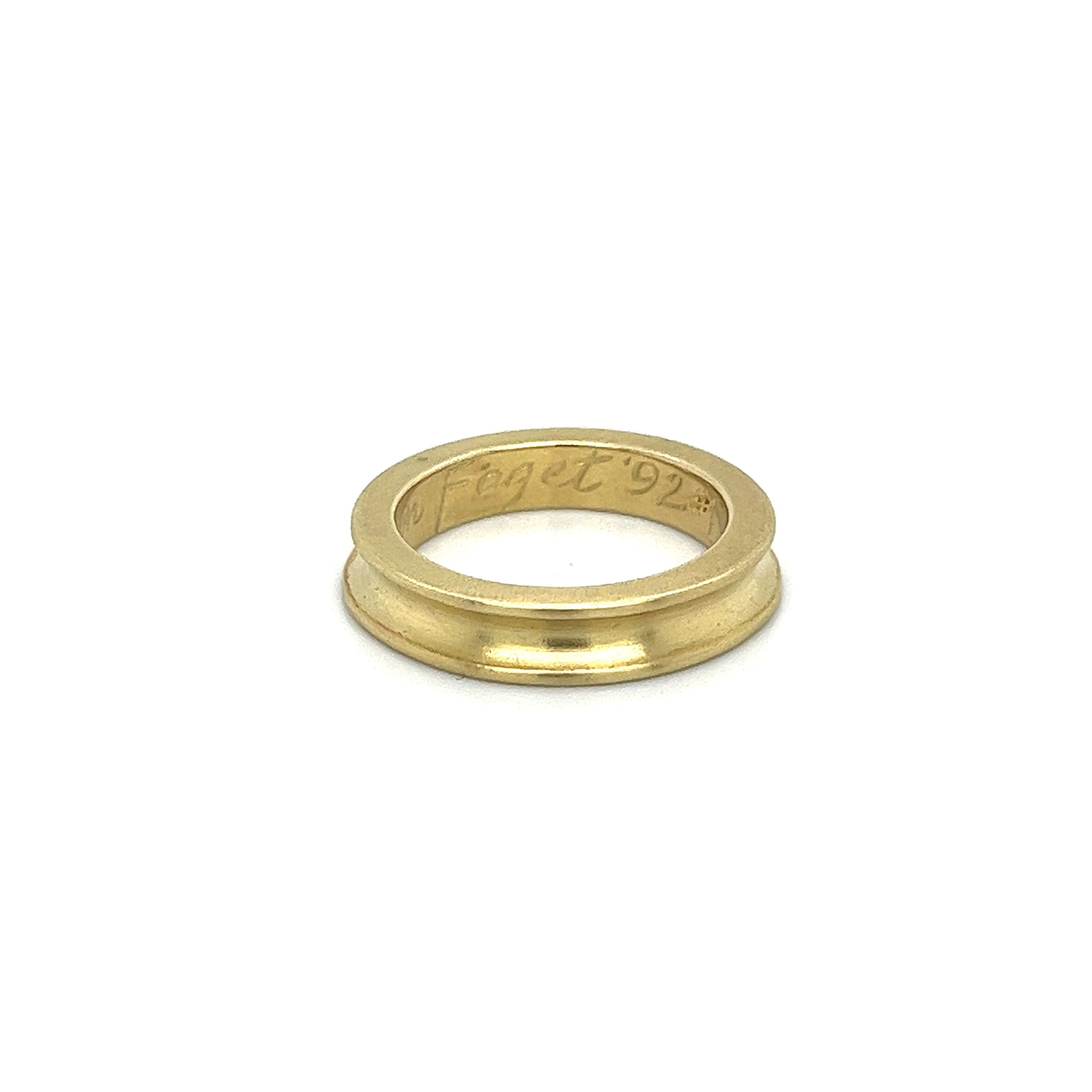 14K Gold Uneven Curved Ring in Brushed Gold-Gold Ring-ASSAY
