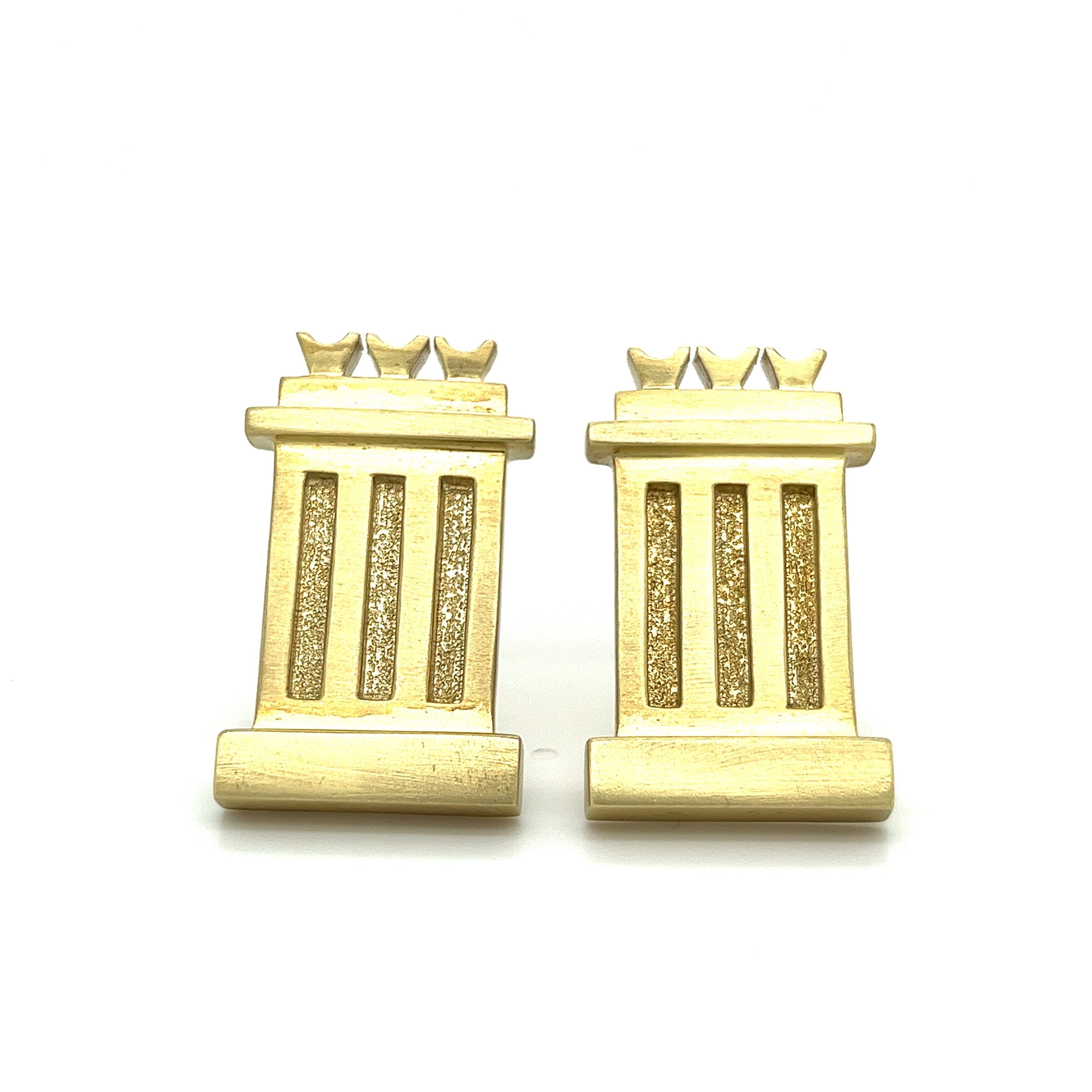 14K Solid Brushed Gold Signed Mignon Faget signed Cuff Links-Cufflinks-ASSAY