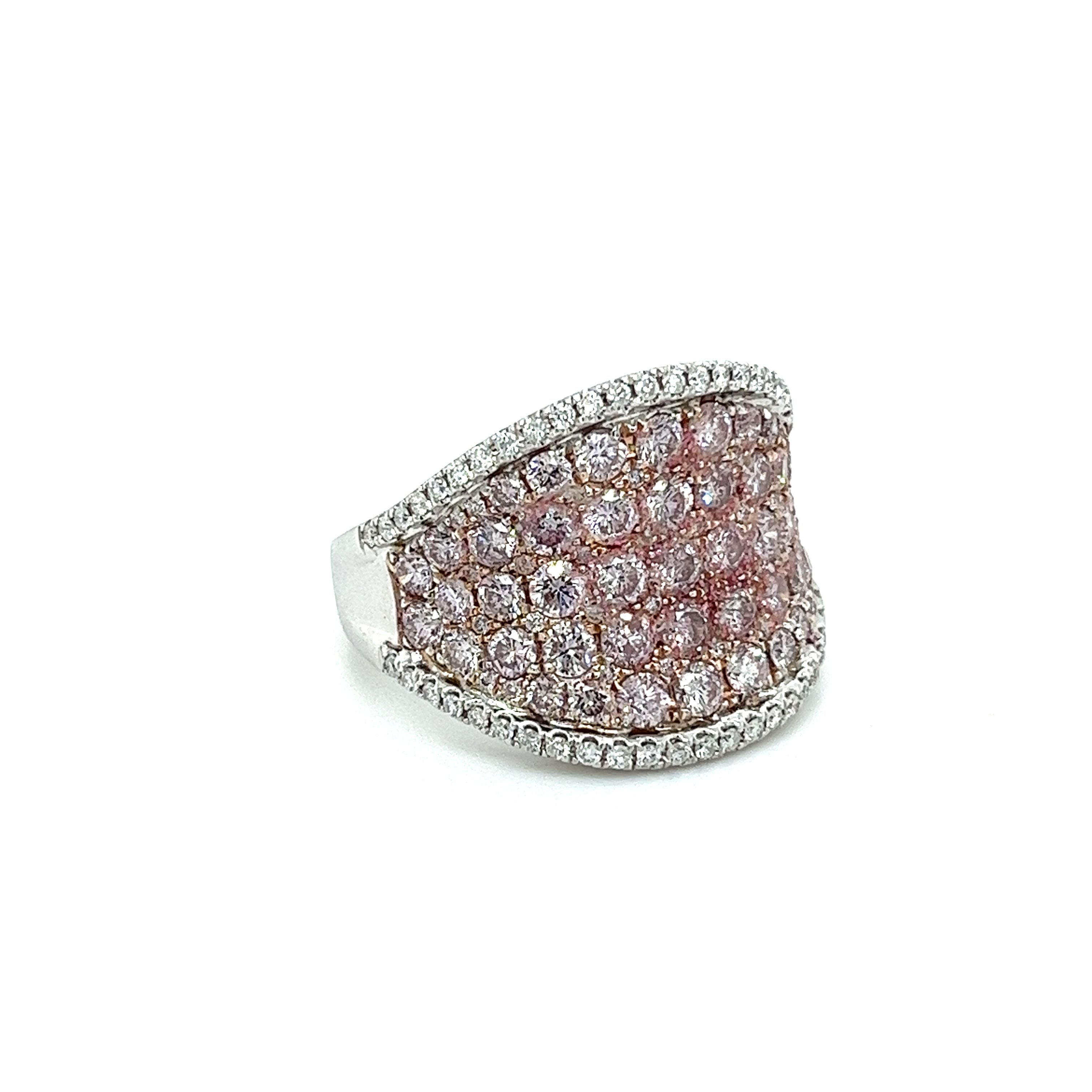 14K White Gold Pink Diamond Micro Pave Ring-Diamond Ring-ASSAY