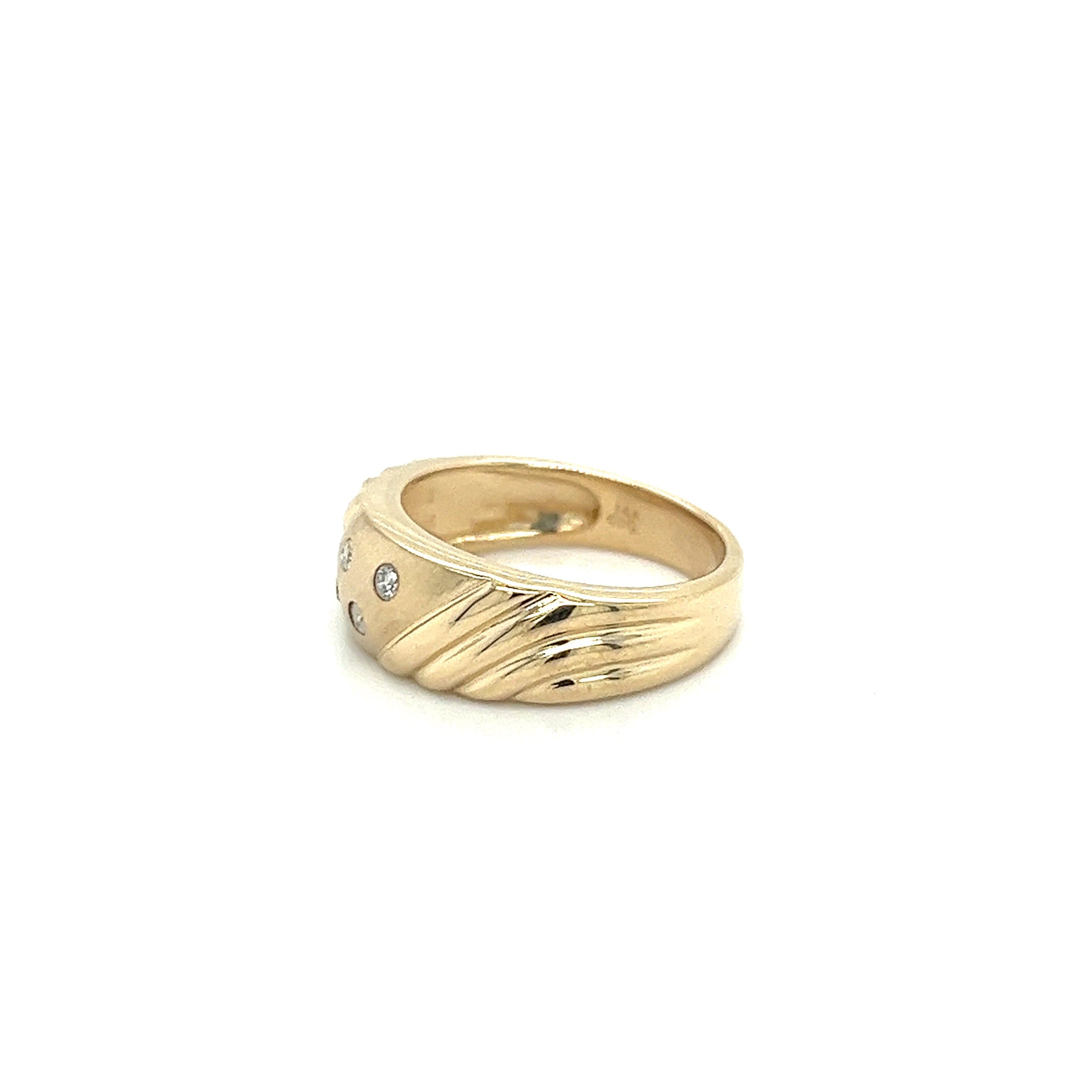 14K Yellow Gold Floating Diamond Textured and Matte Finished Ring Shank-Rings-ASSAY